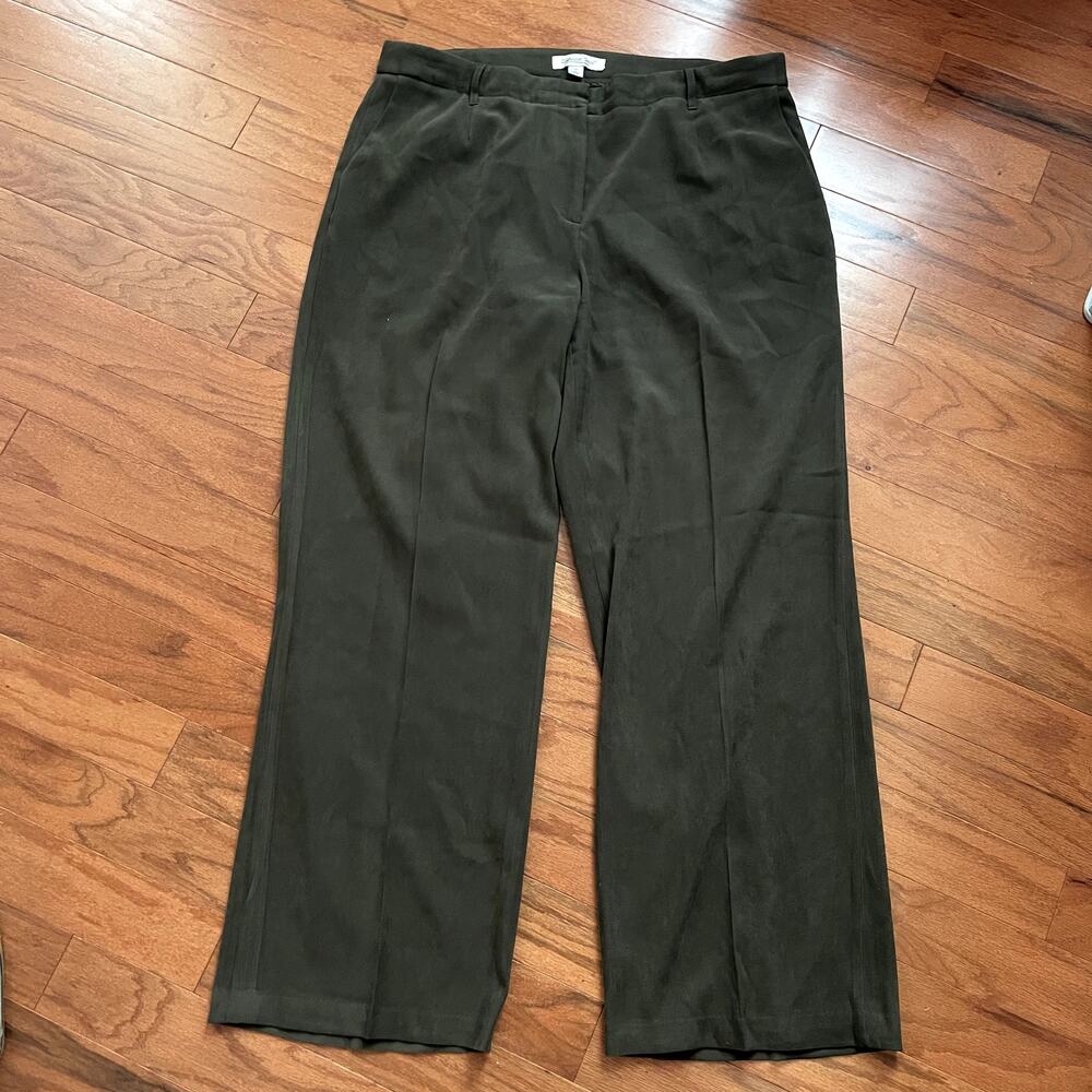 Coldwater Creek Army Green High Waisted Wide Leg Dress Pants Size 16